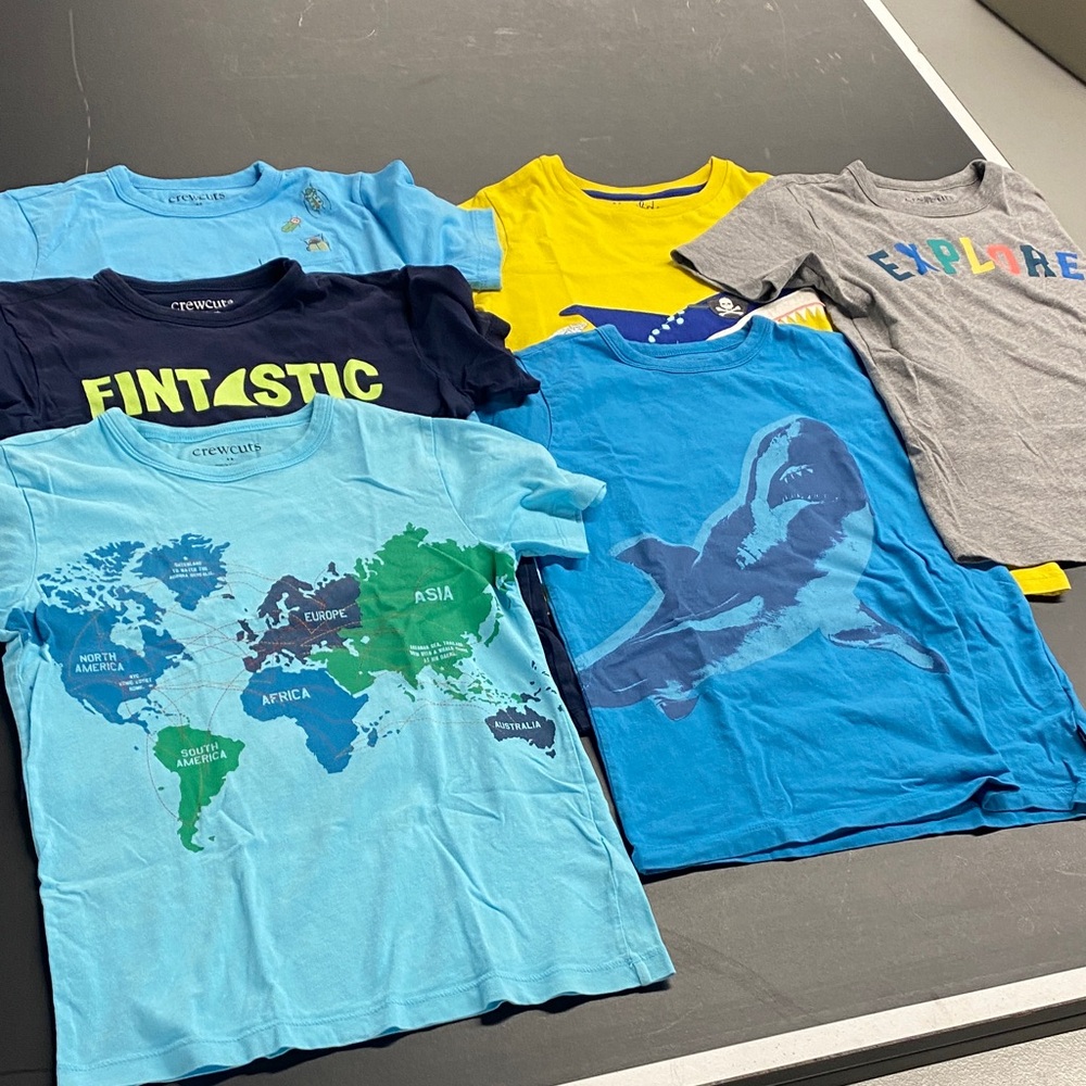 Crewcuts Kids Short Sleeve Tees bundle - Blue, Yellow, Gray.  Size M 8-9